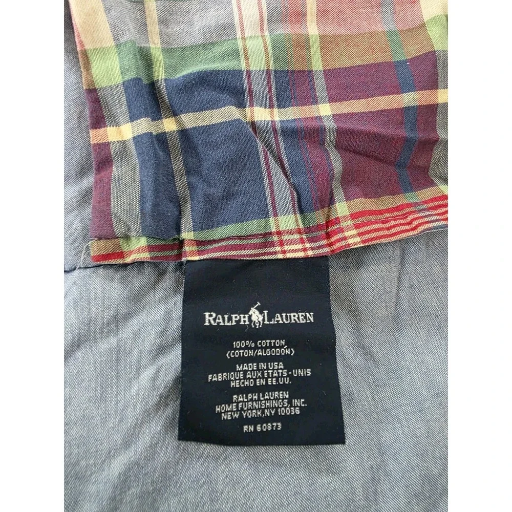 Vintage RALPH LAUREN Garrison Madras Plaid Reversible Comforter Made in USA Twin